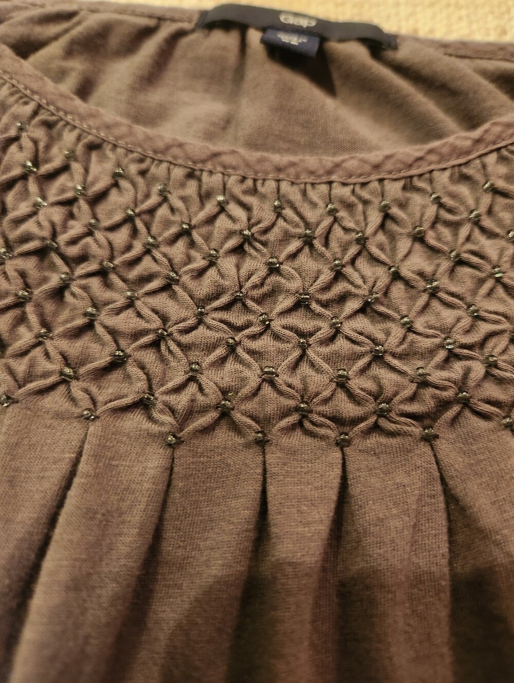 GAP Grey Smocked Yoke Spaghetti Strap Camisole - Picture 6 of 8